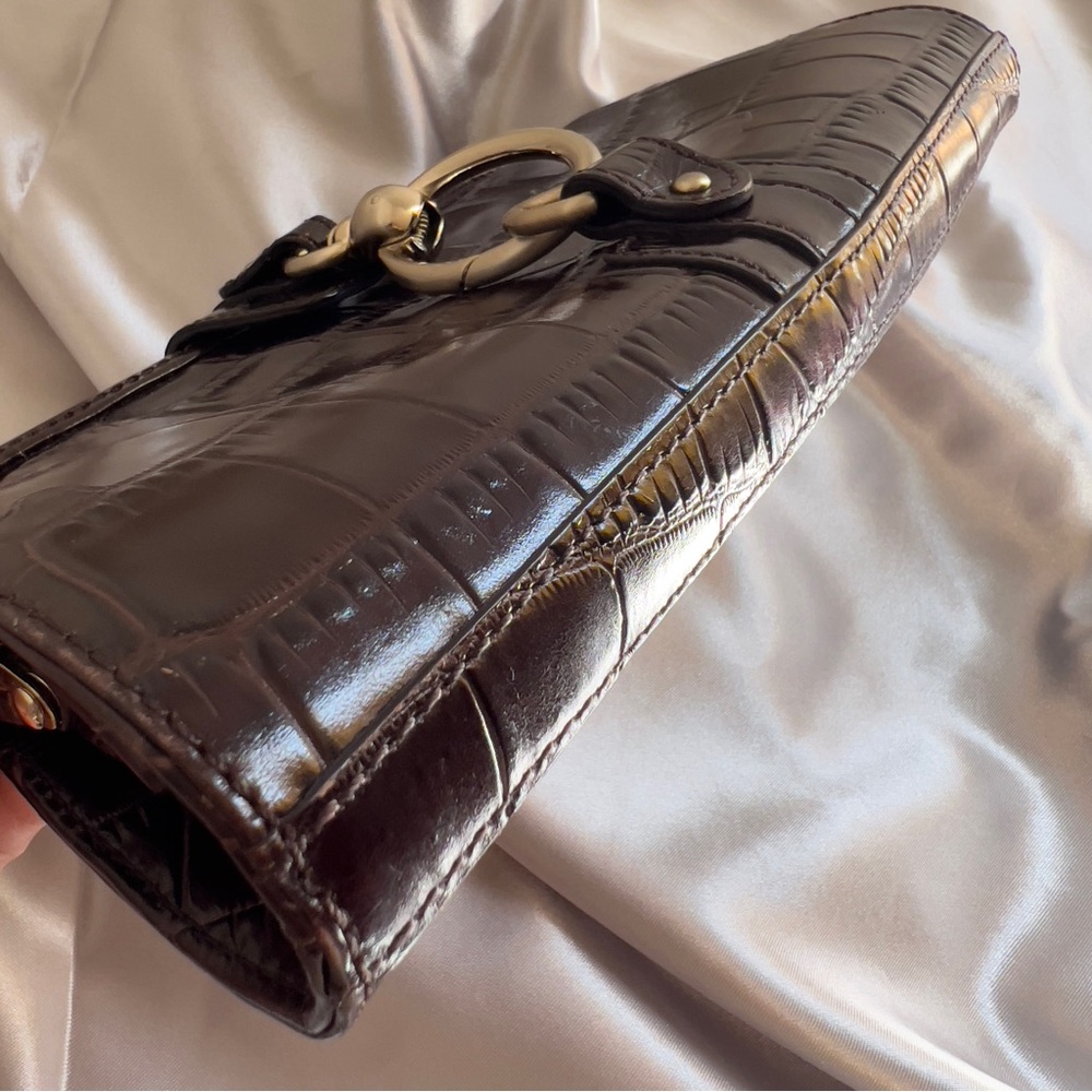 Ann Taylor Women’s Brown Crocodile Embossed Leather Clutch Handbag Purse NWOT - Picture 5 of 12